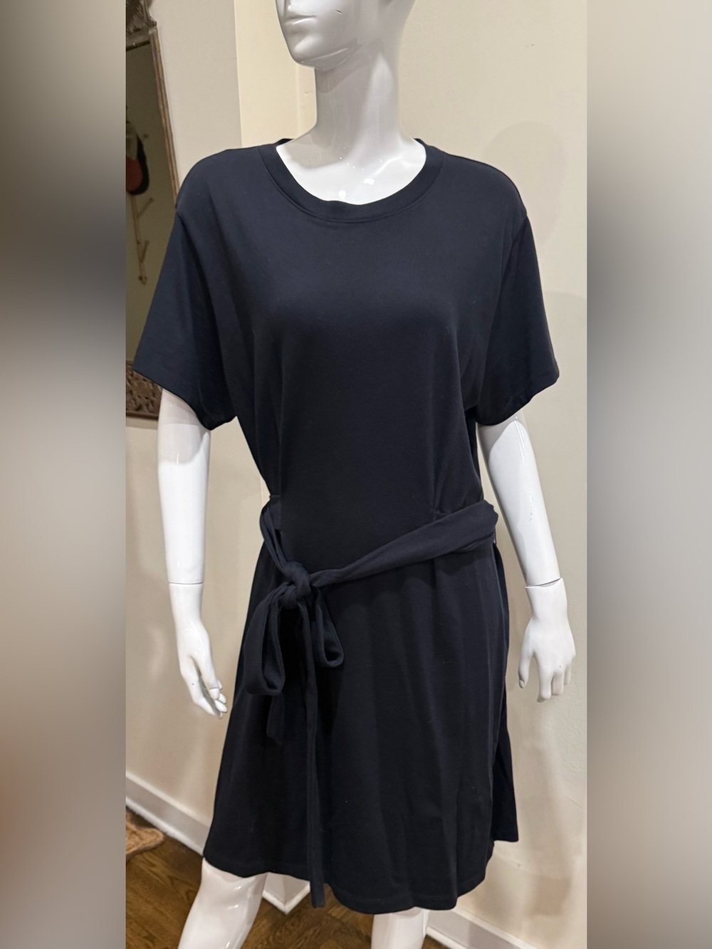 Vince Black Short Sleeve Belted Tunic Top Dressy Minimalist - Picture 5 of 10